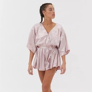 Urban Outfitters Dress Forum Jacquard Satin Robe Romper